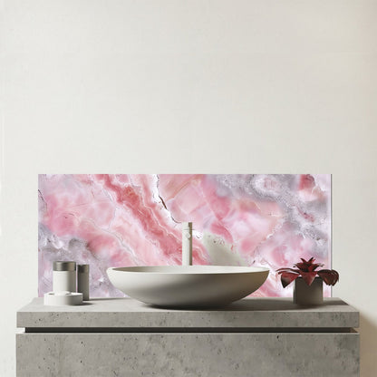 Pale And Grey Marble Effect Glass Bathroom Splashback