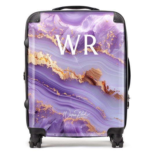 WR01108 Personalised Light Purple Marble Effect Initial Suitcase