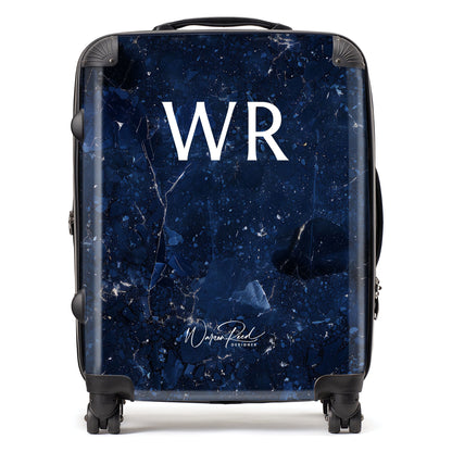 WR01112 Personalised Ocean Blue Quartz Effect Initial Suitcase