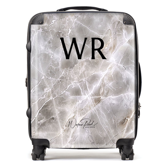 WR01113 Personalised Polished Grey Marble Effect Initial Suitcase