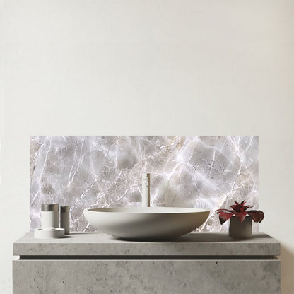 Polished Grey Marble Effect Glass Bathroom Splashback