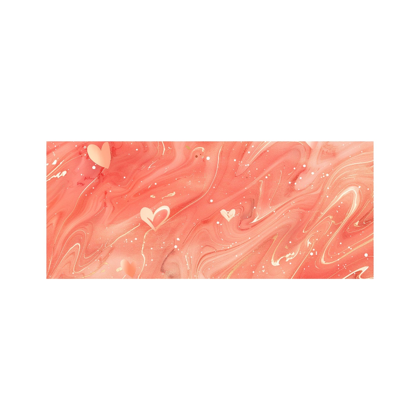 Salmon Pink With Hearts Marble Effect Glass Bathroom Splashback