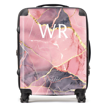 WR01122 Personalised Rose And Gold Marble Effect Initial Suitcase