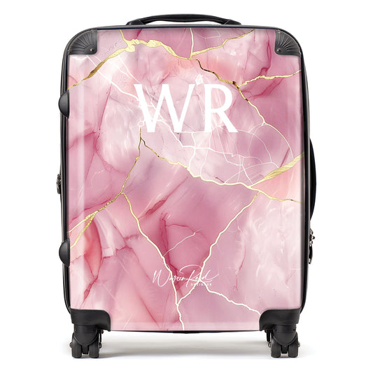 WR01125 Personalised Light Rose Marble Effect Initial Suitcase