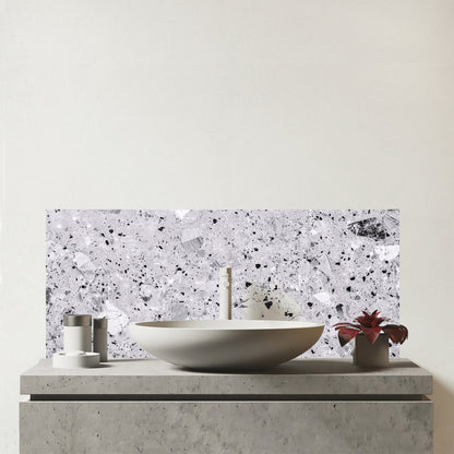 Silver Grey Quartz Effect Glass Bathroom Splashback