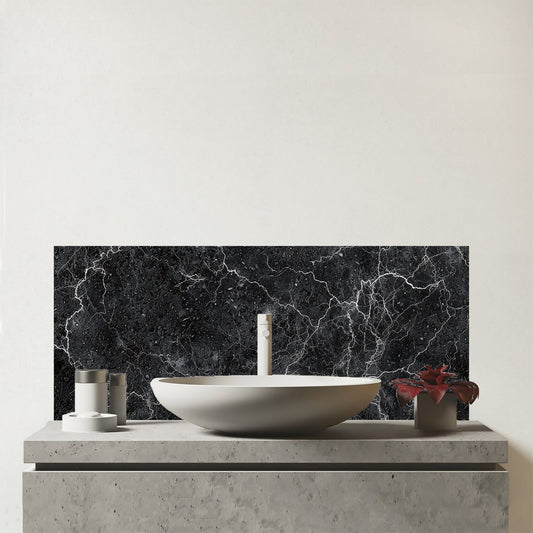 Slate Grey Quartz Effect Glass Bathroom Splashback