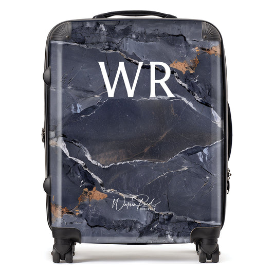 WR01131 Personalised Polished Slate Grey Quartz Effect Initial Suitcase