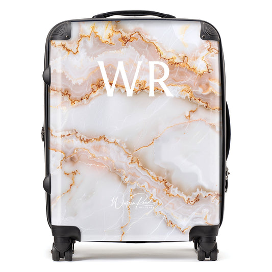 WR01132 Personalised Peach Quartz Effect Initial Suitcase