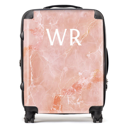 WR01133 Personalised Sweet Peach Quartz Effect Initial Suitcase