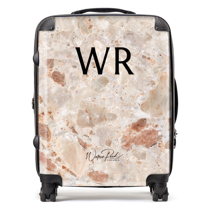 WR01134 Personalised Polished Sweet Peach Quartz Effect Initial Suitcase