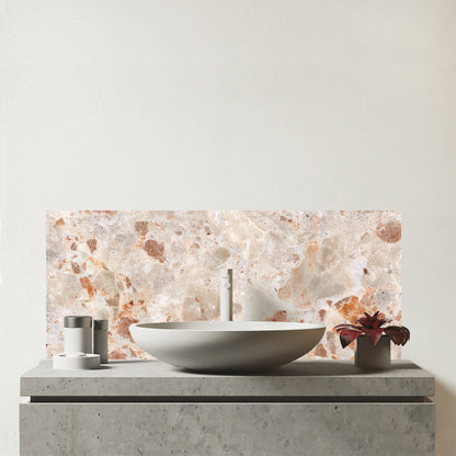 Polished Sweet Peach Quartz Effect Glass Bathroom Splashback