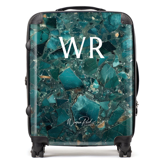 WR01135 Personalised Teal Quartz Effect Initial Suitcase