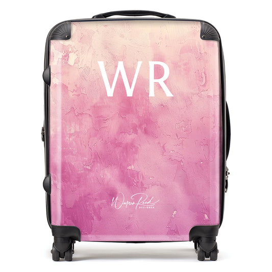 WR01141 Personalised Pink Textured Effect Initial Suitcase