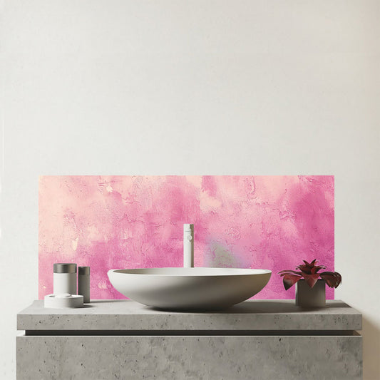 Pink Textured Effect Glass Bathroom Splashback