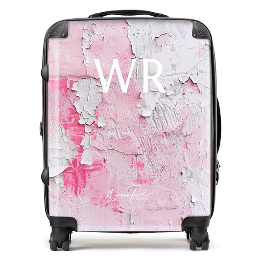 WR01142 Personalised Light Pink Textured Effect Initial Suitcase