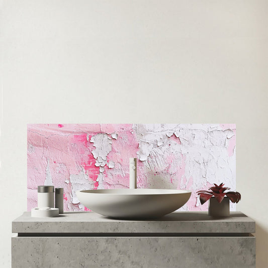 Light Pink Textured Effect Glass Bathroom Splashback