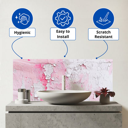 Light Pink Textured Effect Glass Bathroom Splashback