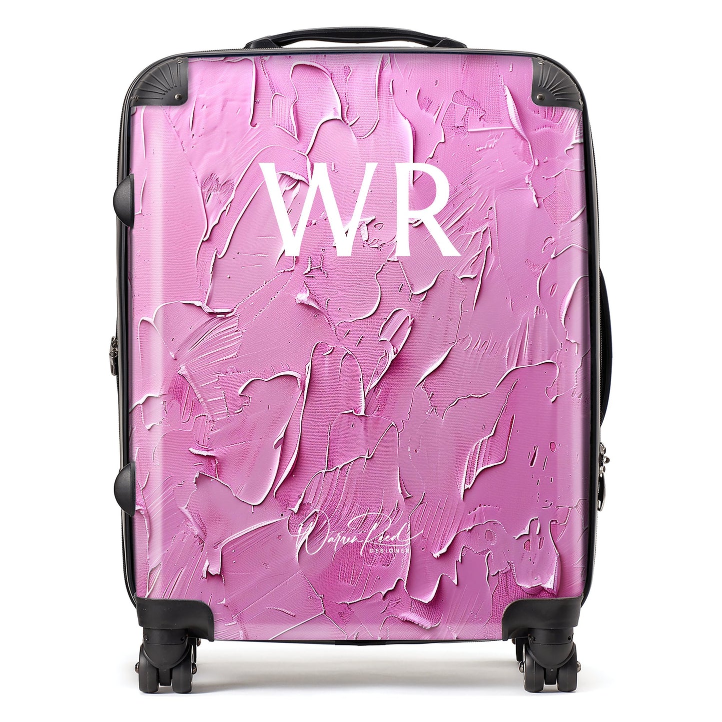 WR01143 Personalised Bright Pink Textured Effect Initial Suitcase