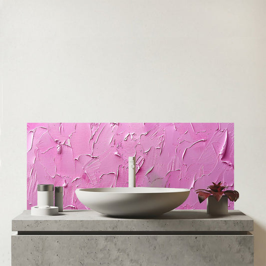 Bright Pink Textured Effect Glass Bathroom Splashback