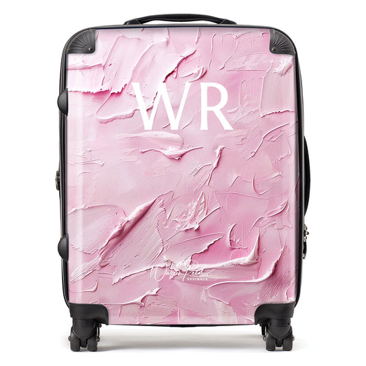 WR01144 Personalised Baby Pink Textured Effect Initial Suitcase