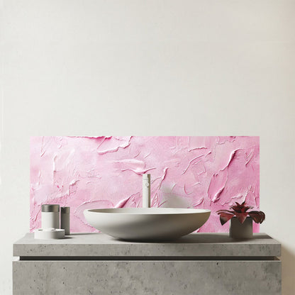 Baby Pink Textured Effect Glass Bathroom Splashback