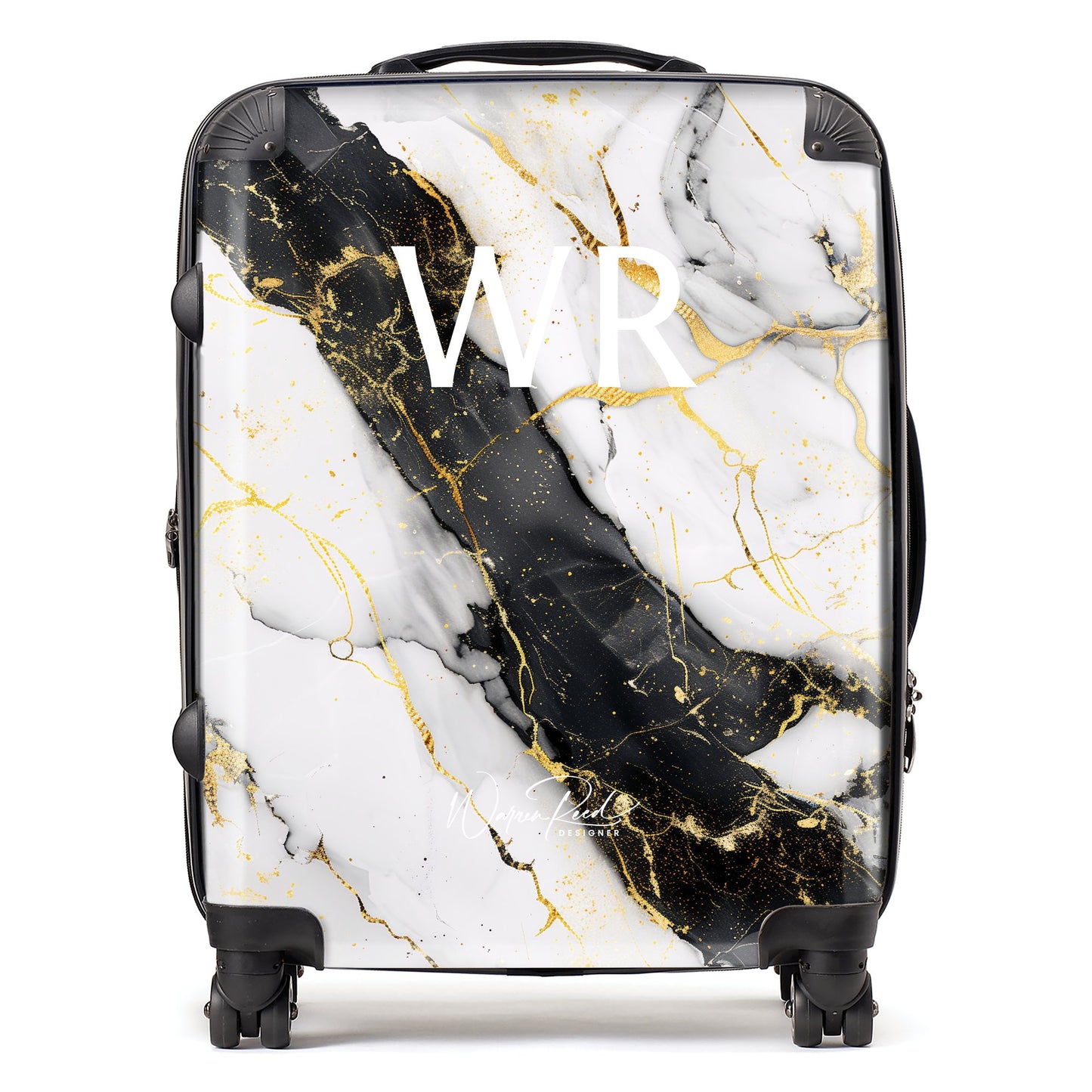 WR01147 Personalised Flecks Of Gold Marble Effect Initial Suitcase