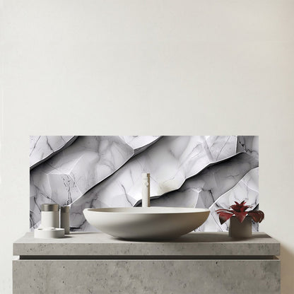 Modern Grey Marble Effect Glass Bathroom Splashback