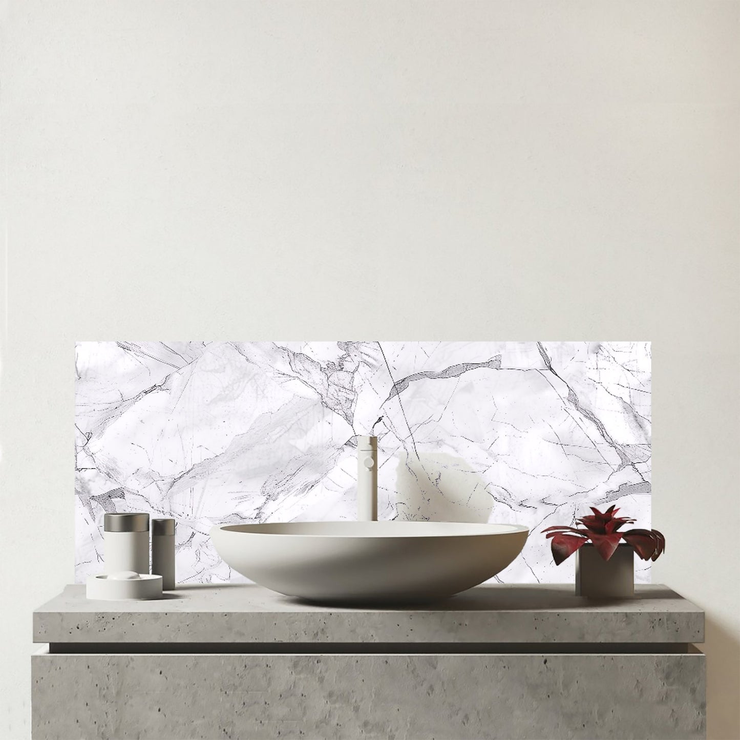 Light Grey Marble Effect Glass Bathroom Splashback