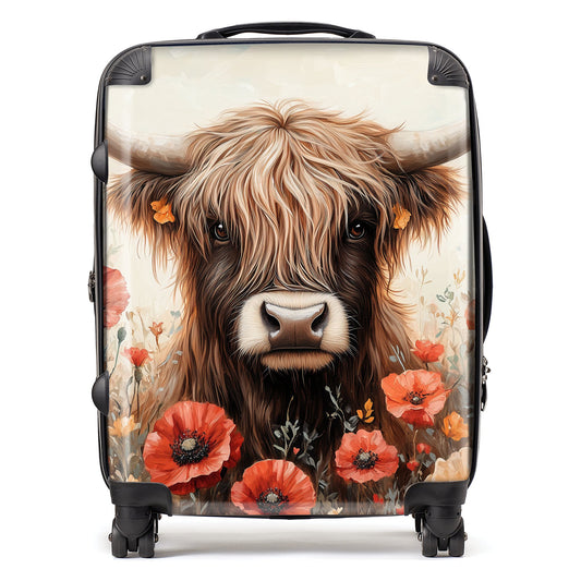 Highland Cow And Summer Flowers Suitcase