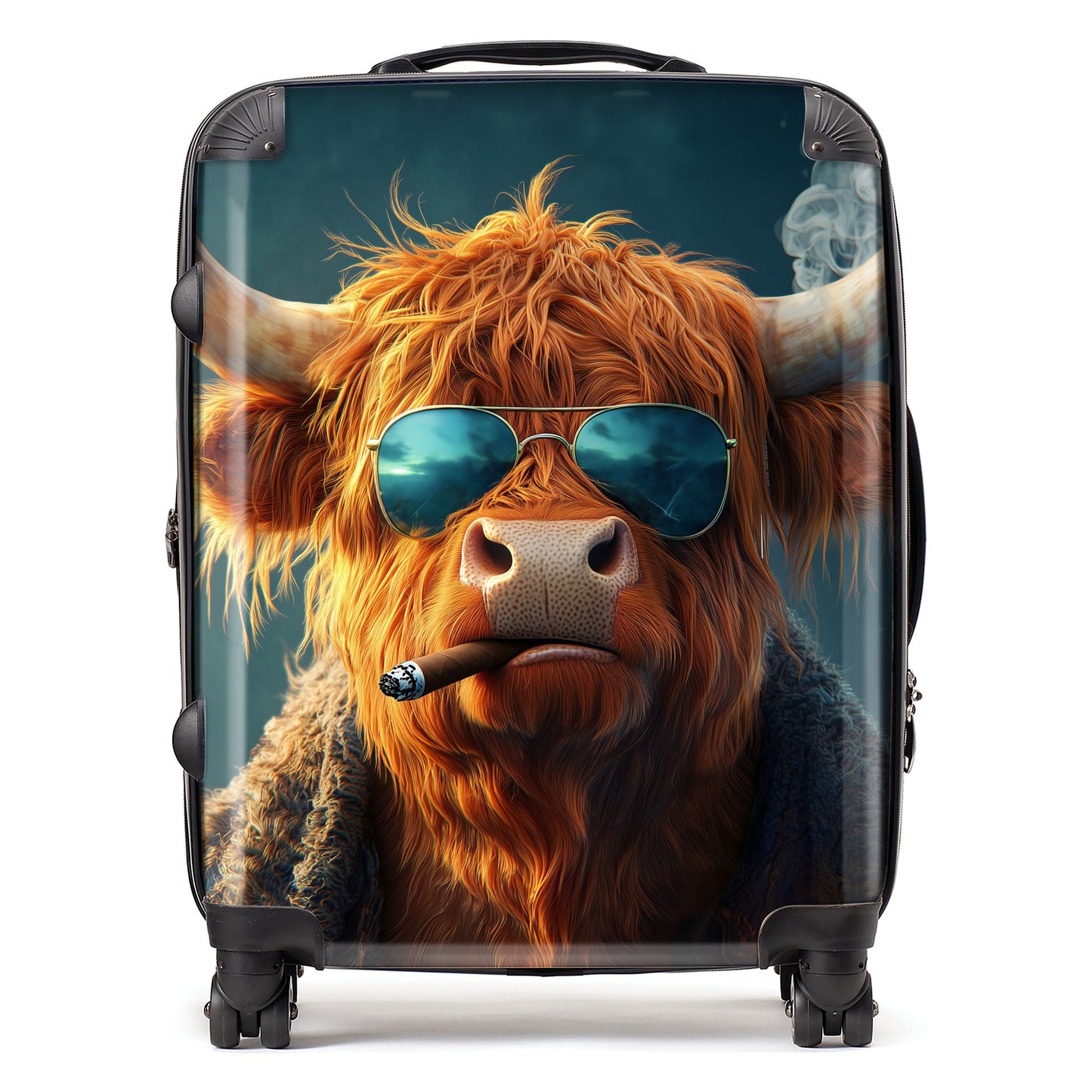 Highland Cow With Glasses Suitcase