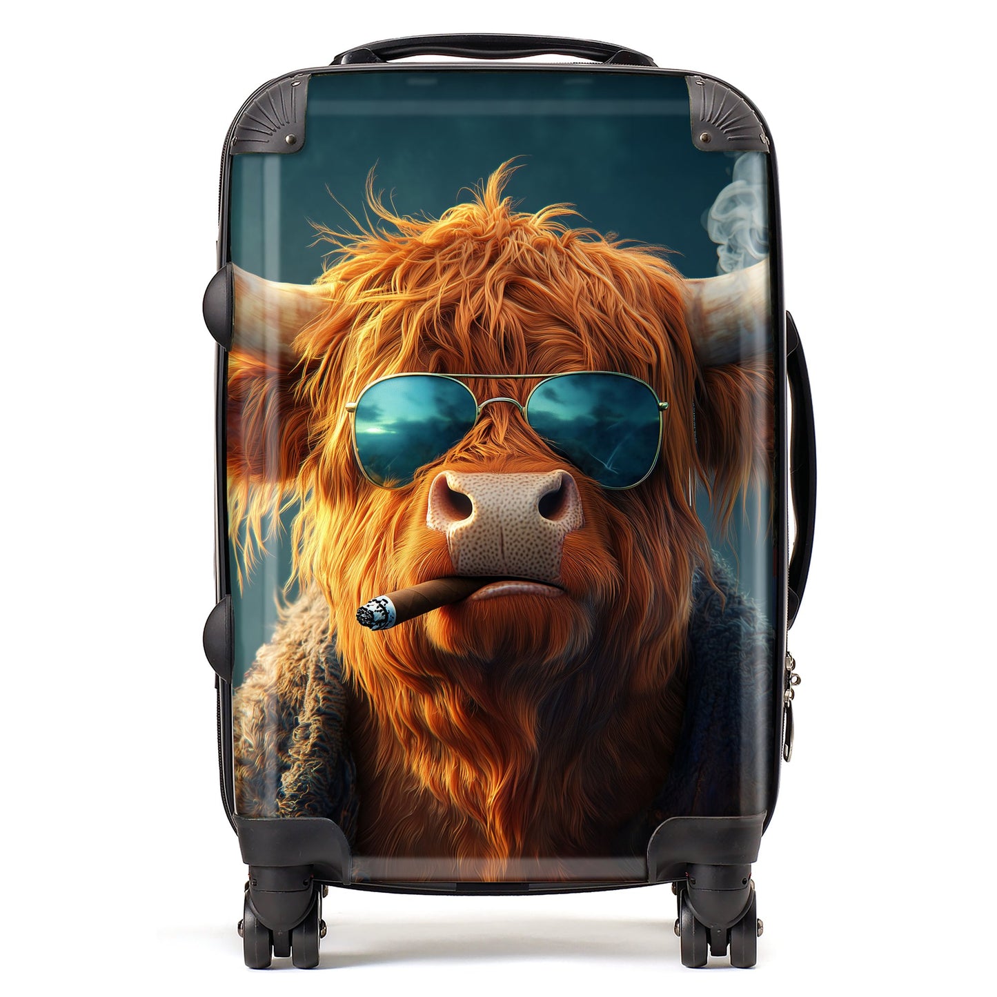 Highland Cow With Glasses Suitcase