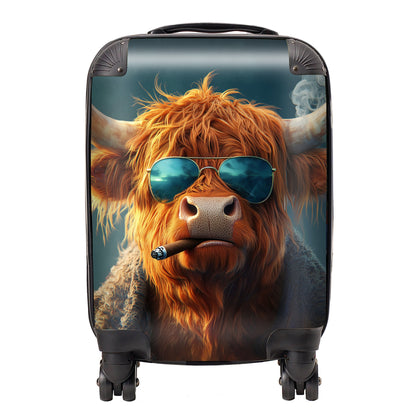 Highland Cow With Glasses Suitcase