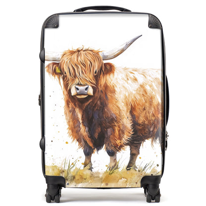 Watercolour Highland Cow Suitcase