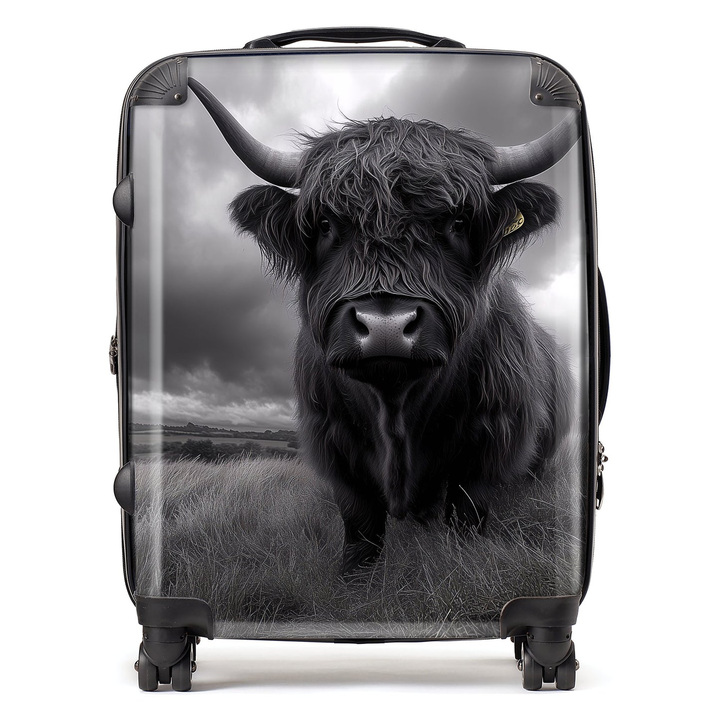 Black And White Highland Cow Suitcase