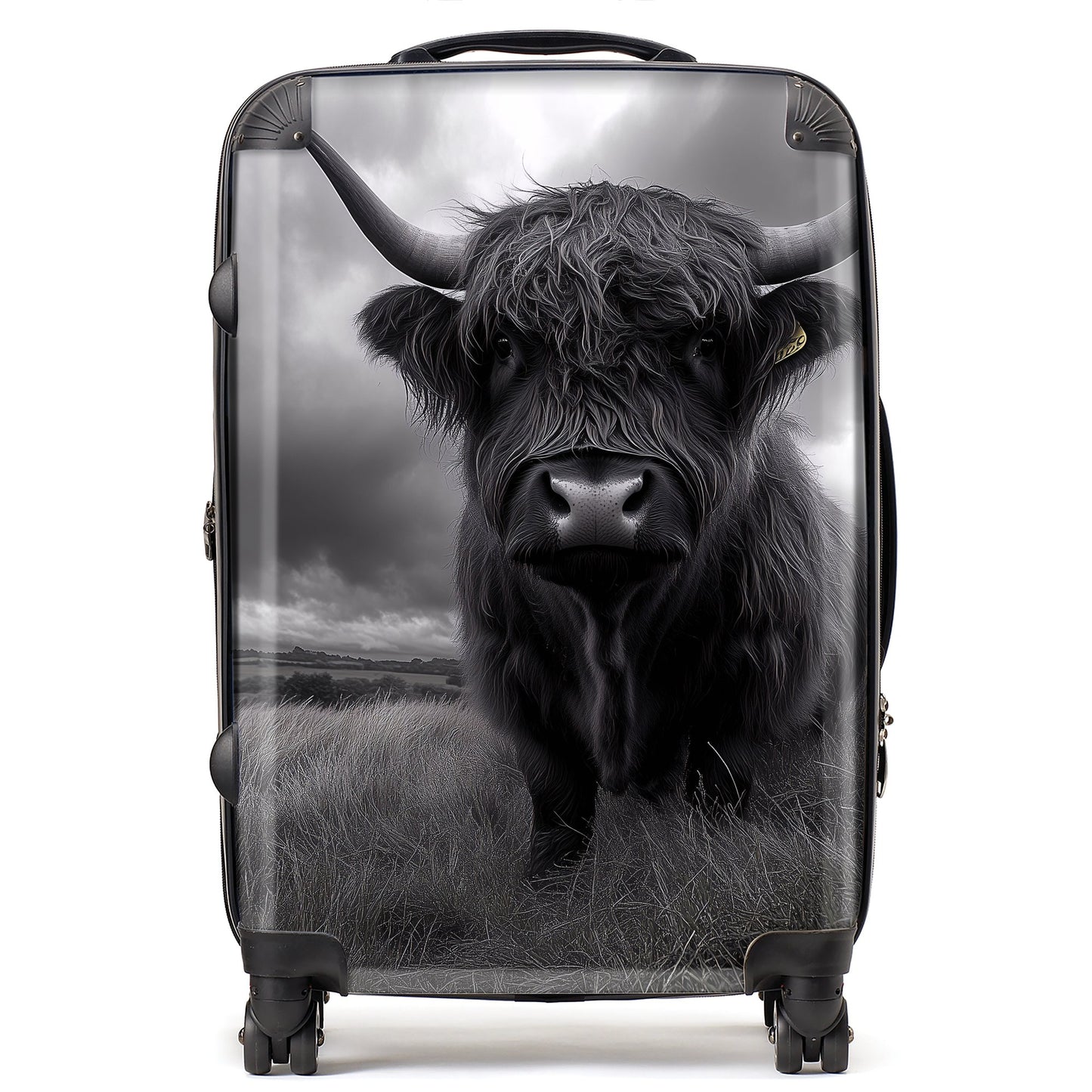 Black And White Highland Cow Suitcase