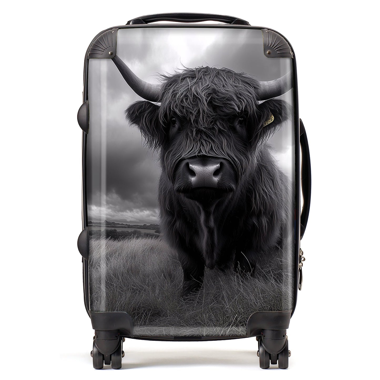 Black And White Highland Cow Suitcase