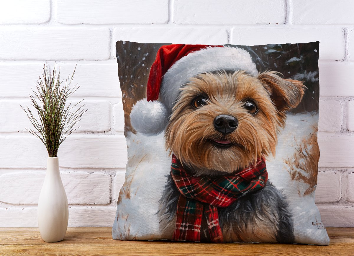 Christmas Yorkshire Terrier Cushion