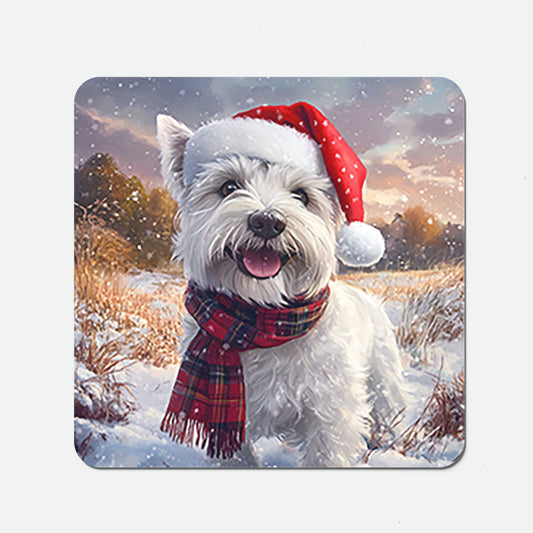 Snowy Christmas West Highland Terrier Coasters