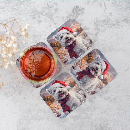 Snowy Christmas West Highland Terrier Coasters