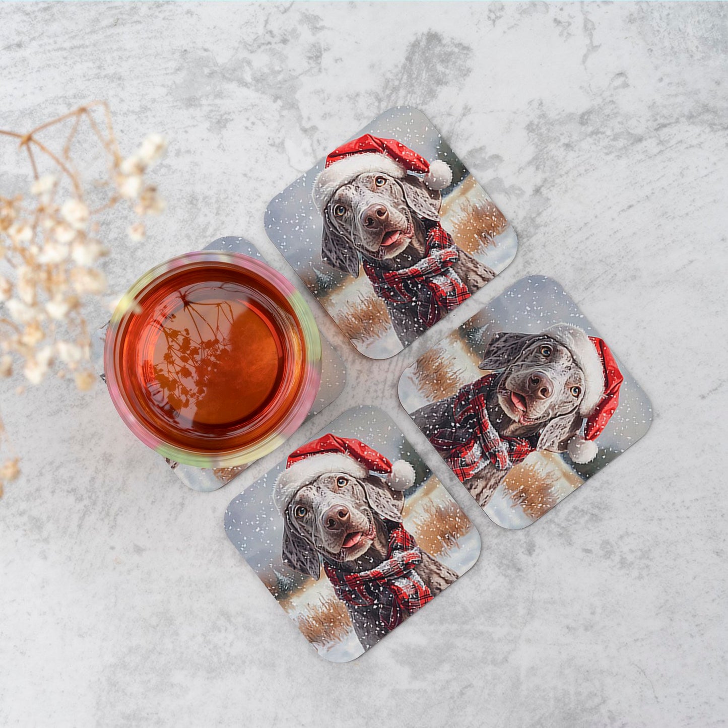 Christmas Weimarana Coasters