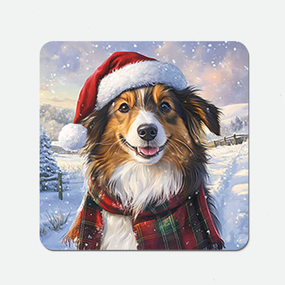 Christmas Shetland Sheepdog Coasters