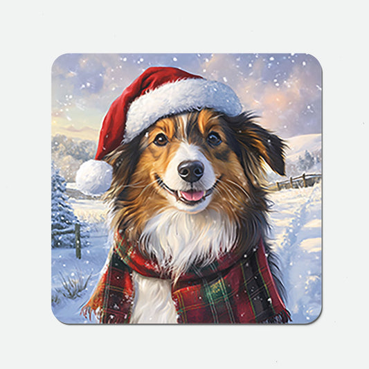 Christmas Shetland Sheepdog Coasters