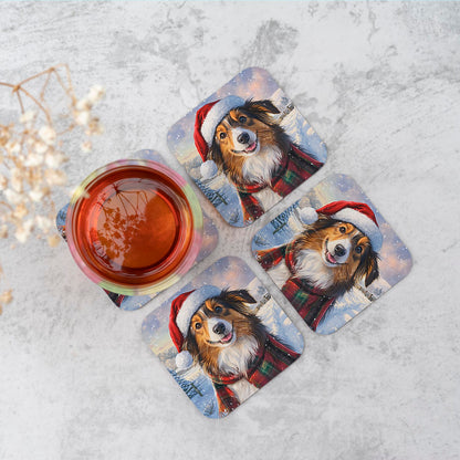 Christmas Shetland Sheepdog Coasters