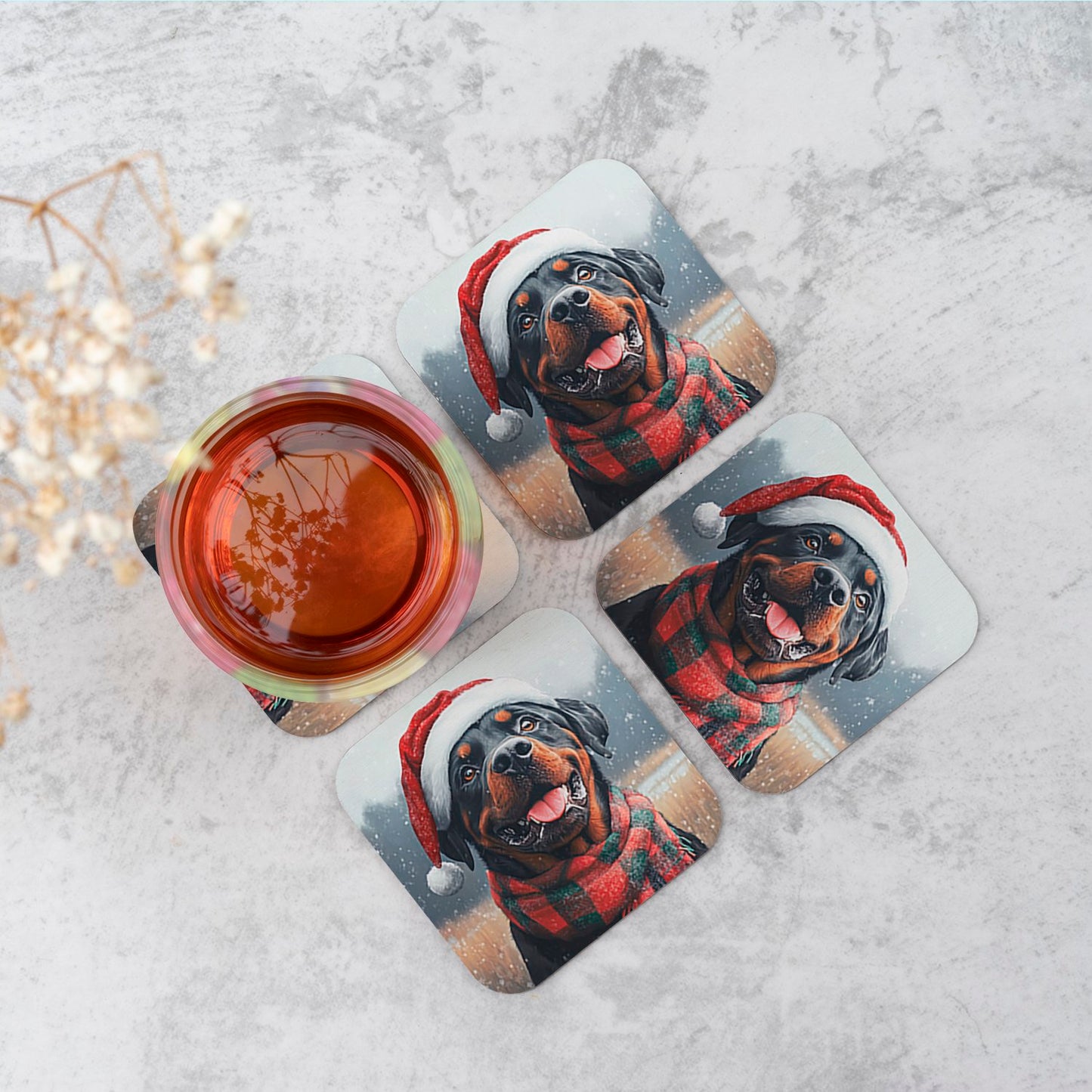 Christmas Rottweiler Coasters