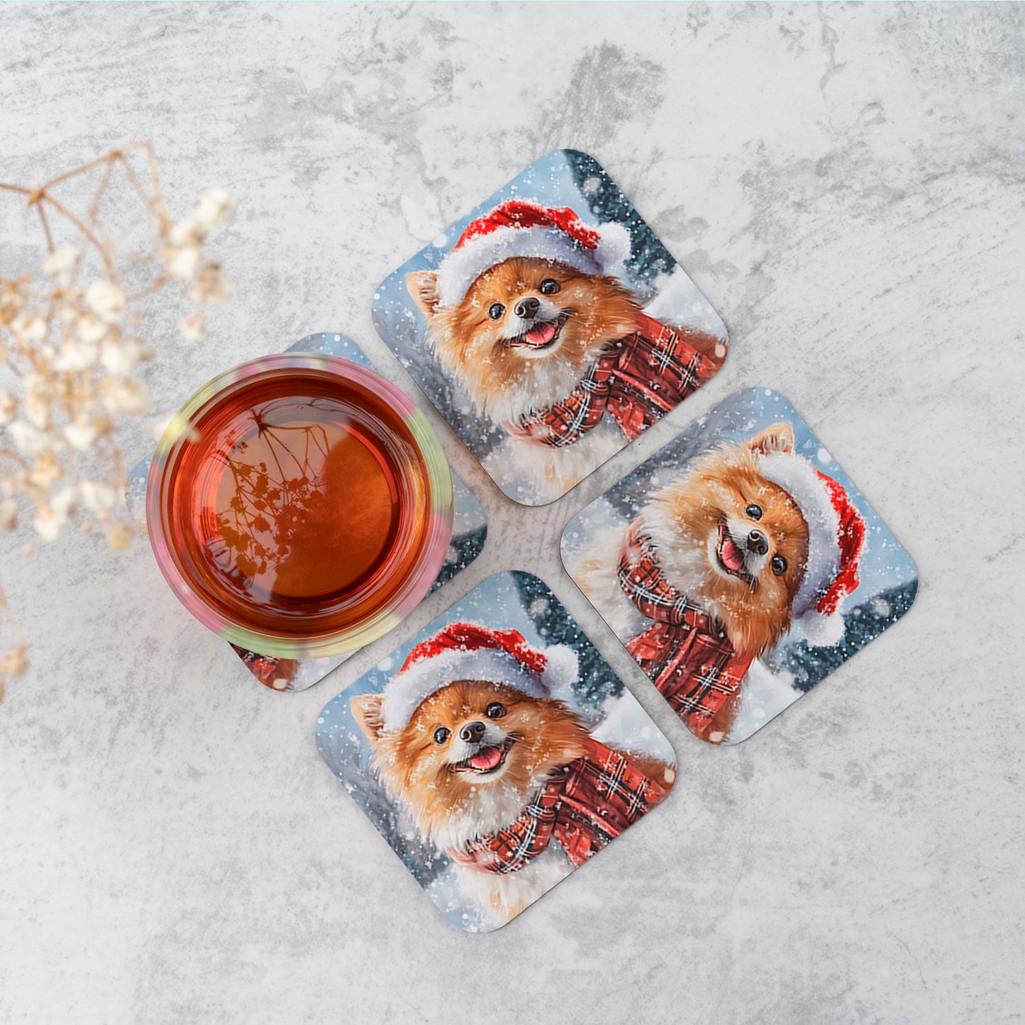 Christmas Pomeranian Coasters