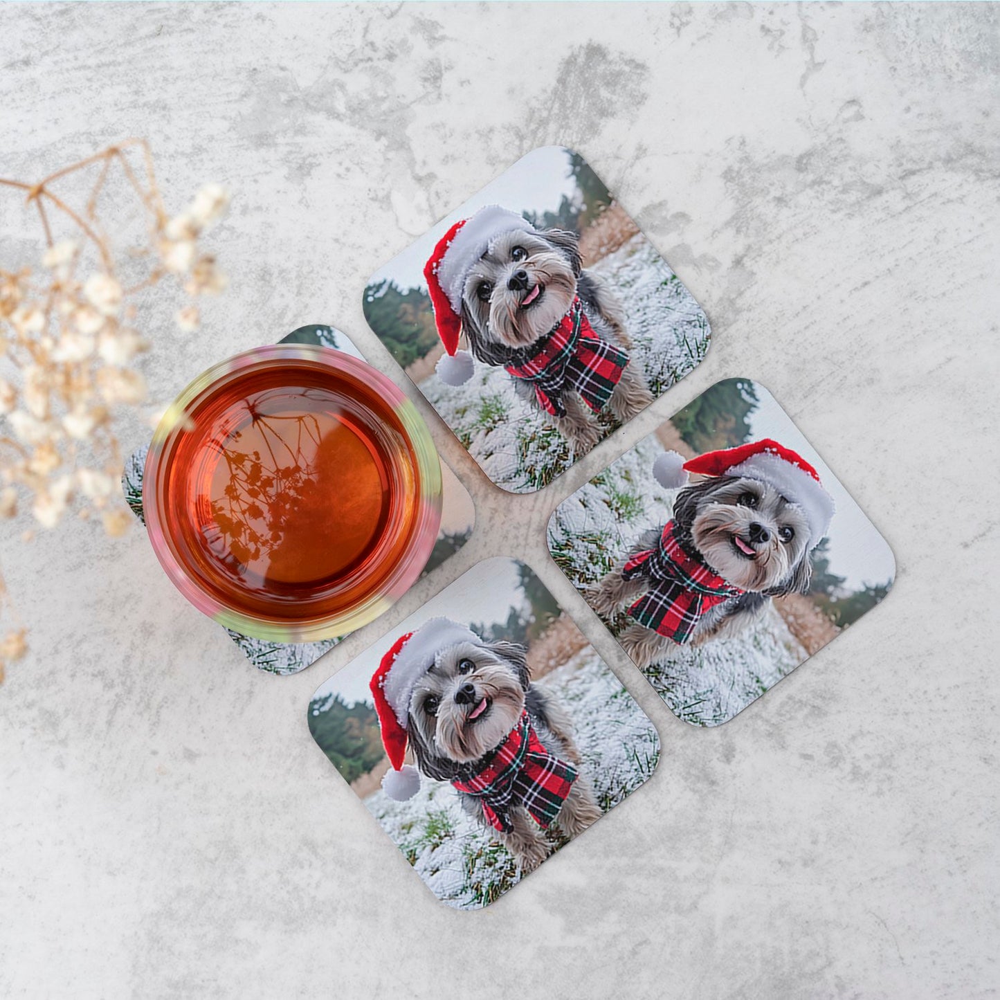 Christmas Lhasa Apso Coasters