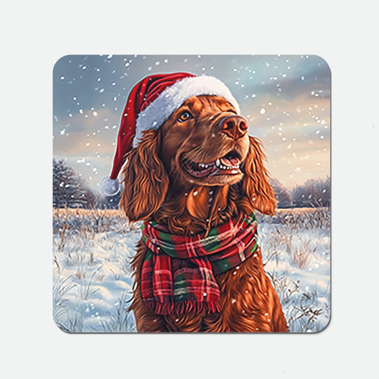 Snowy Christmas Irish Setter Coasters