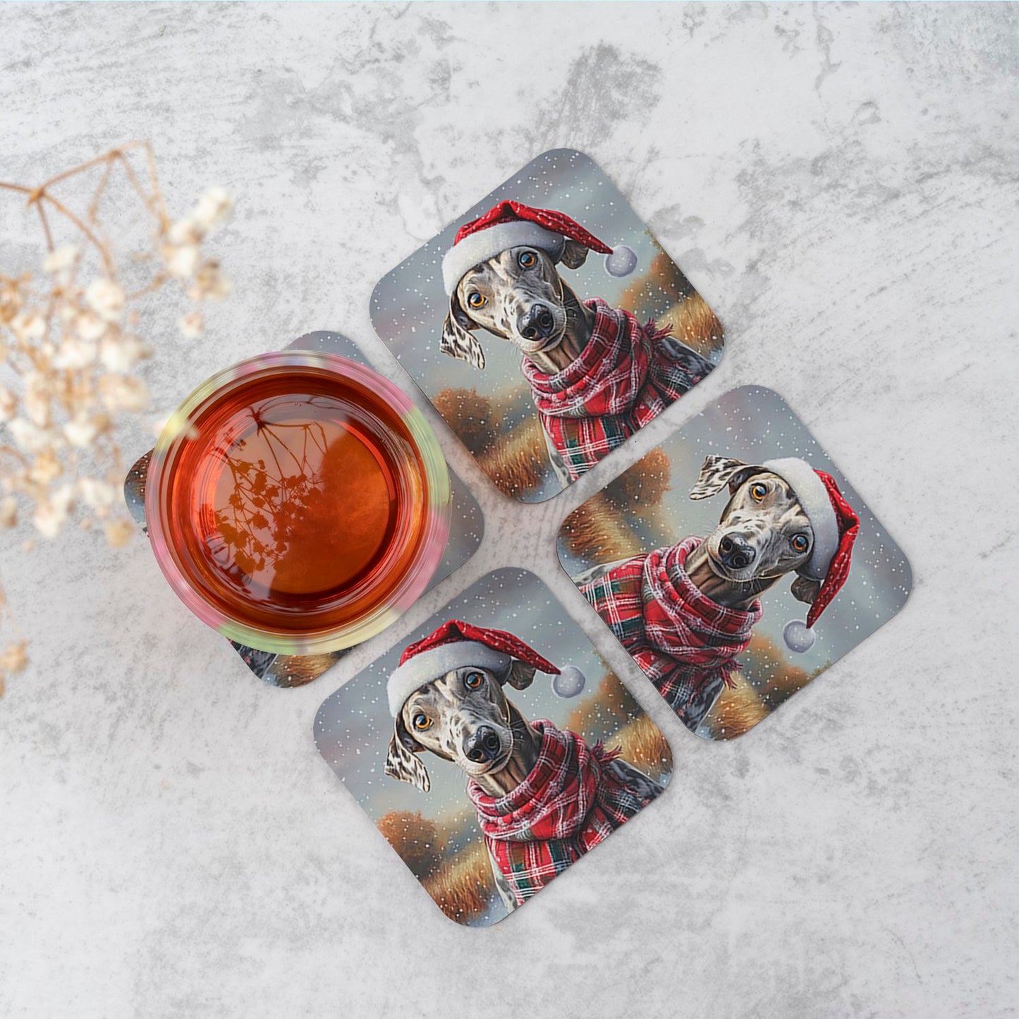 Snowy Christmas Greyhound Coasters