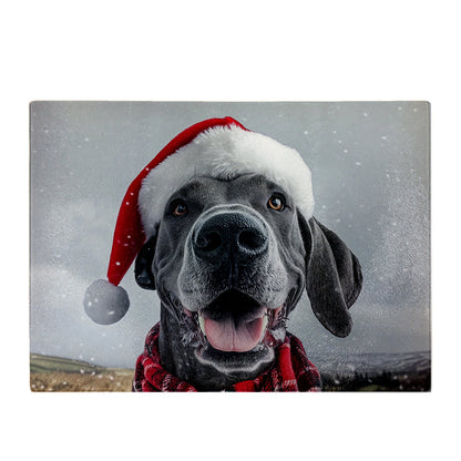 Christmas Great Dane Glass Chopping Board