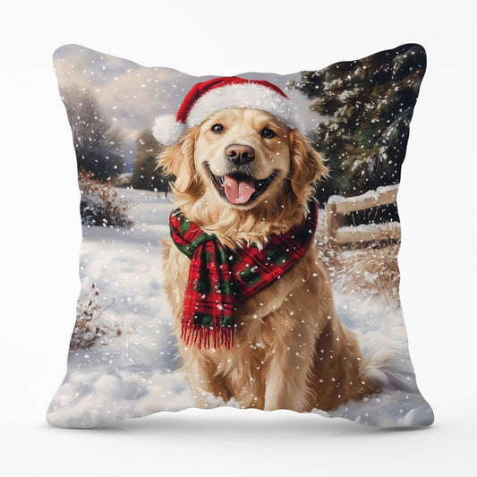 Christmas Golden Retriever Cushion